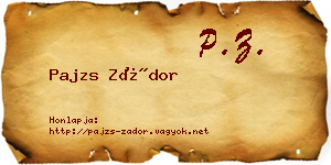 Pajzs Zádor névjegykártya